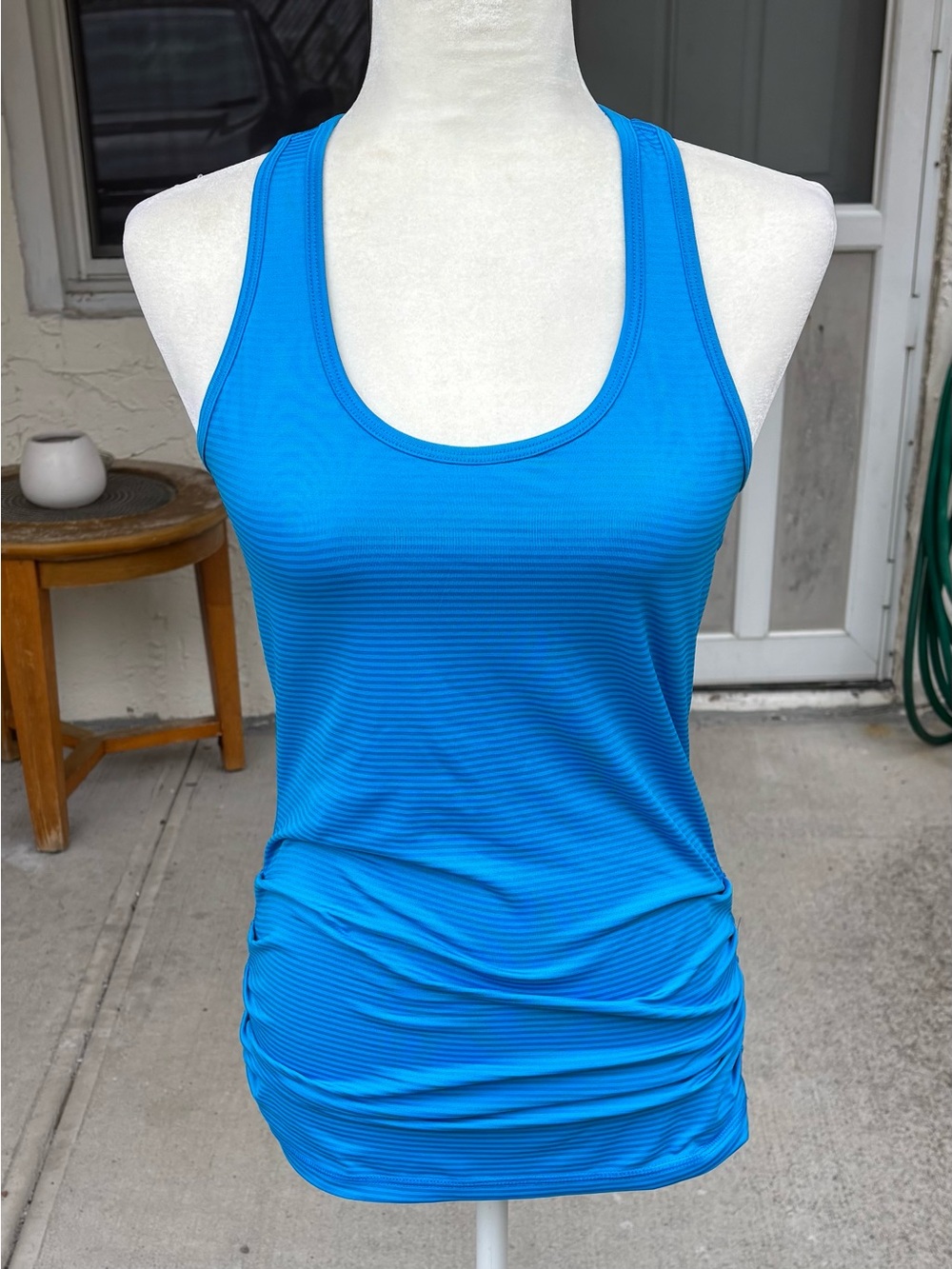 90 Degree by Reflex Blue Ruched Racerback Tank Top Size M EUC